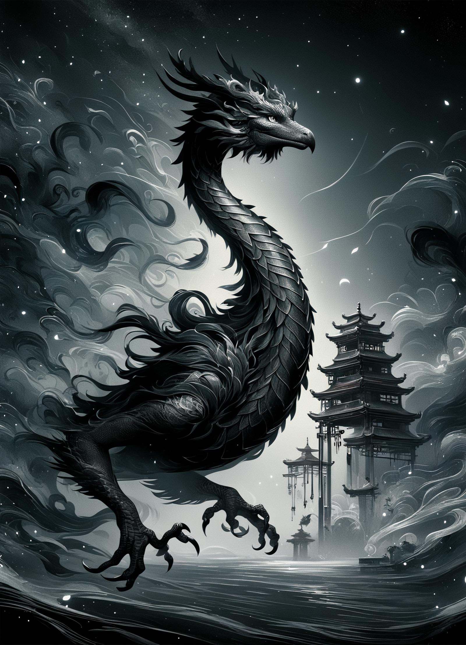DonMN0c7urn4l1nkXL ink,  a fantasy radiant radiant arboreal Chinese Dragon,  scales skin on Tensor.Art