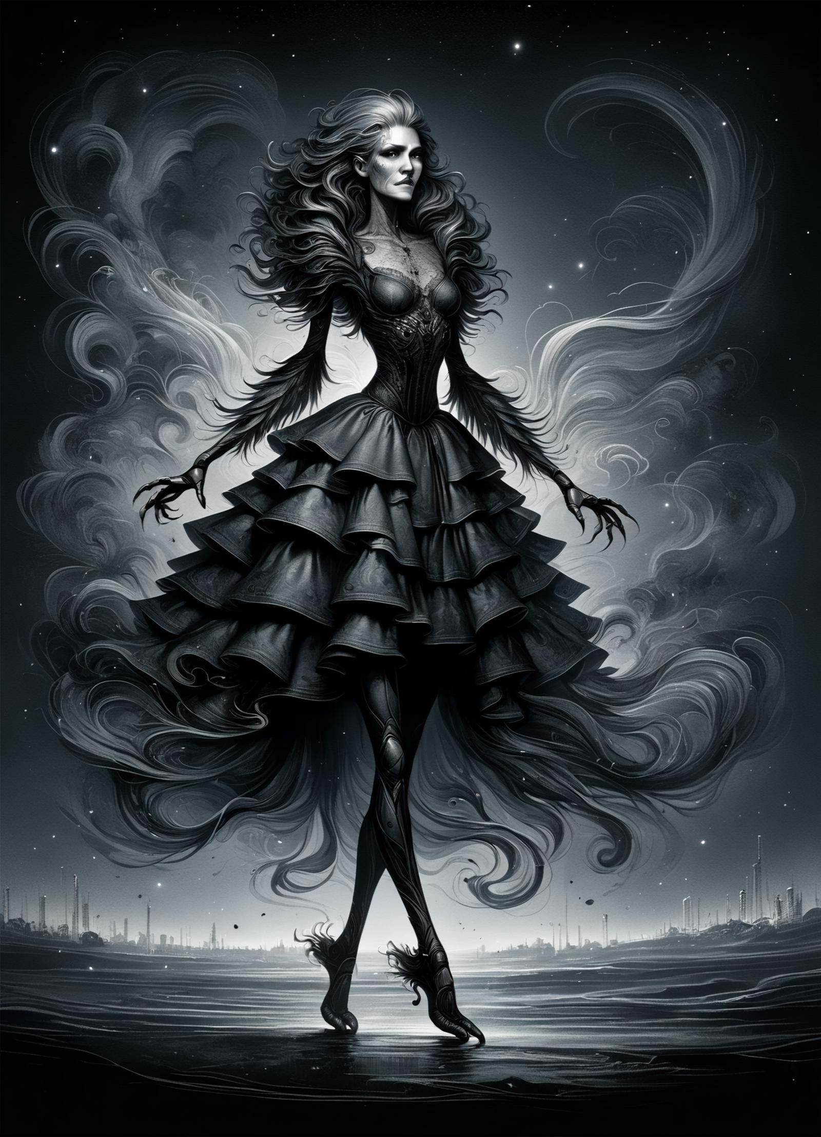 DonMN0c7urn4l1nkXL ink,  female elemental wizard,  aging gracefully on Tensor.Art