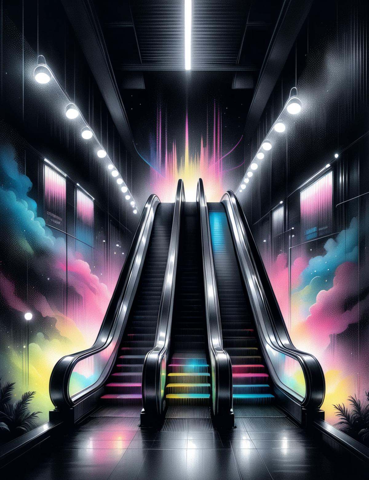 DonMN0c7urn4l1nkXL ink,  escalator,  flashing lights on Tensor.Art