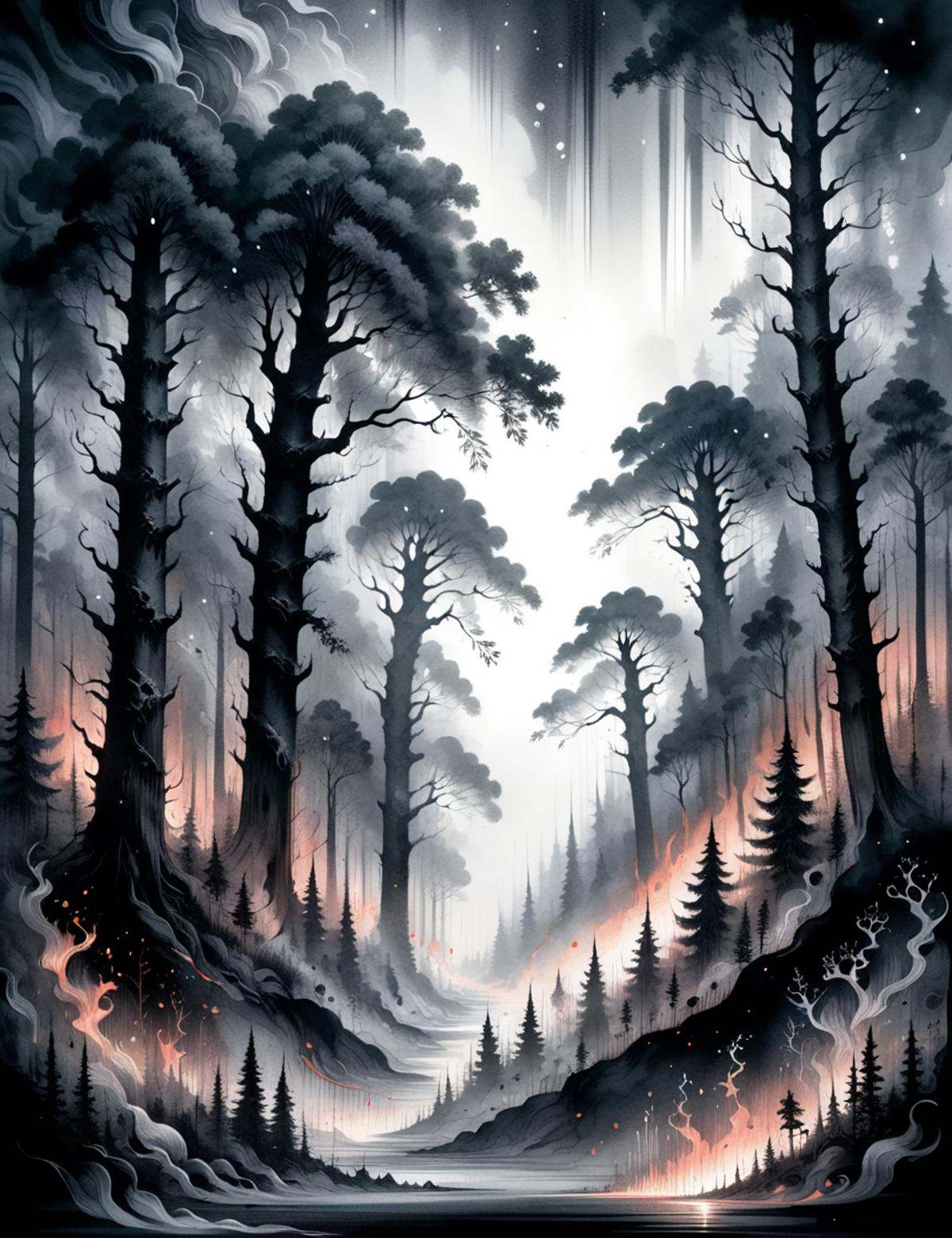 DonMN0c7urn4l1nkXL ink,  infernal in temperate deciduous forest biome on Tensor.Art