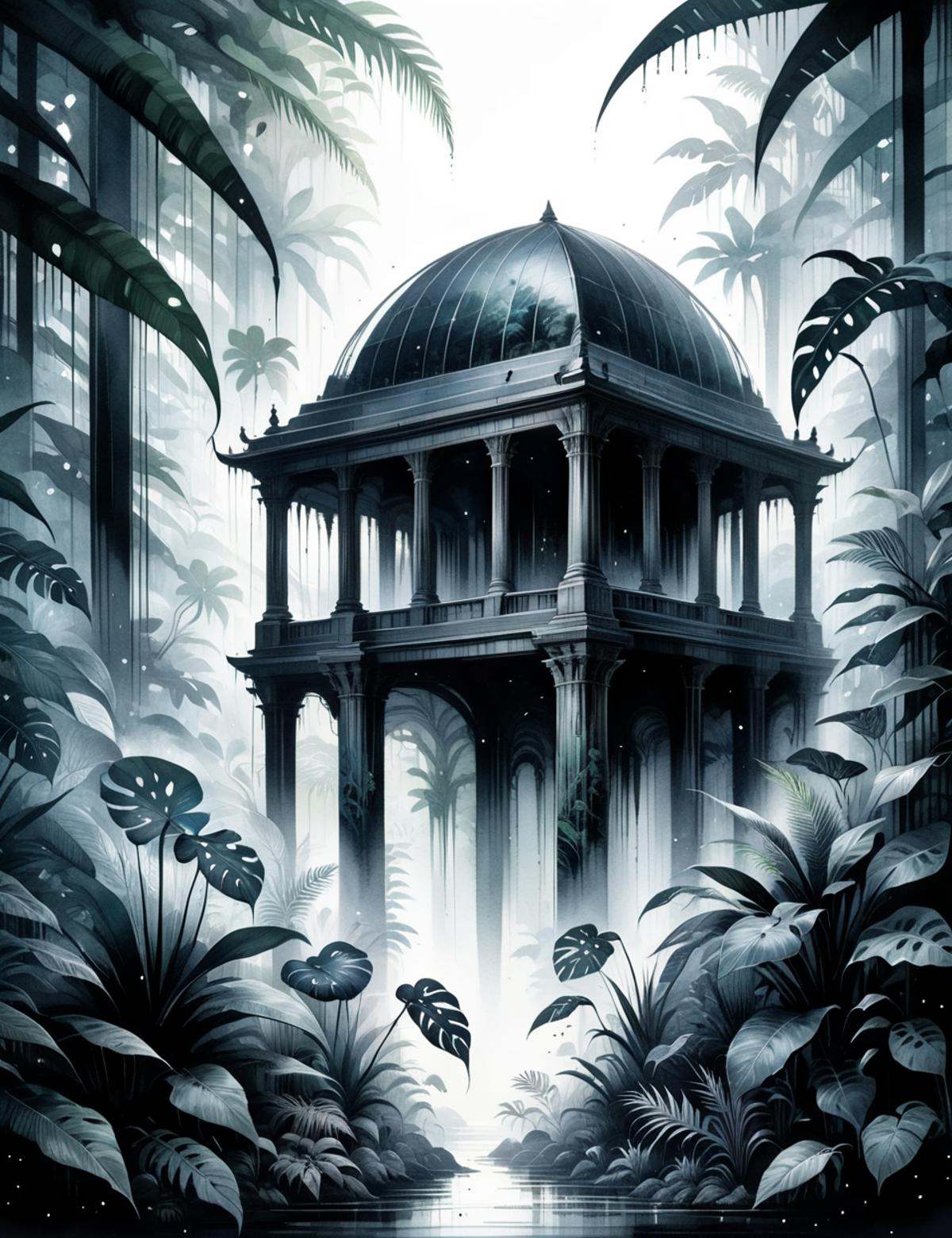 DonMN0c7urn4l1nkXL ink,  crypt in tropical rainforest biome on Tensor.Art