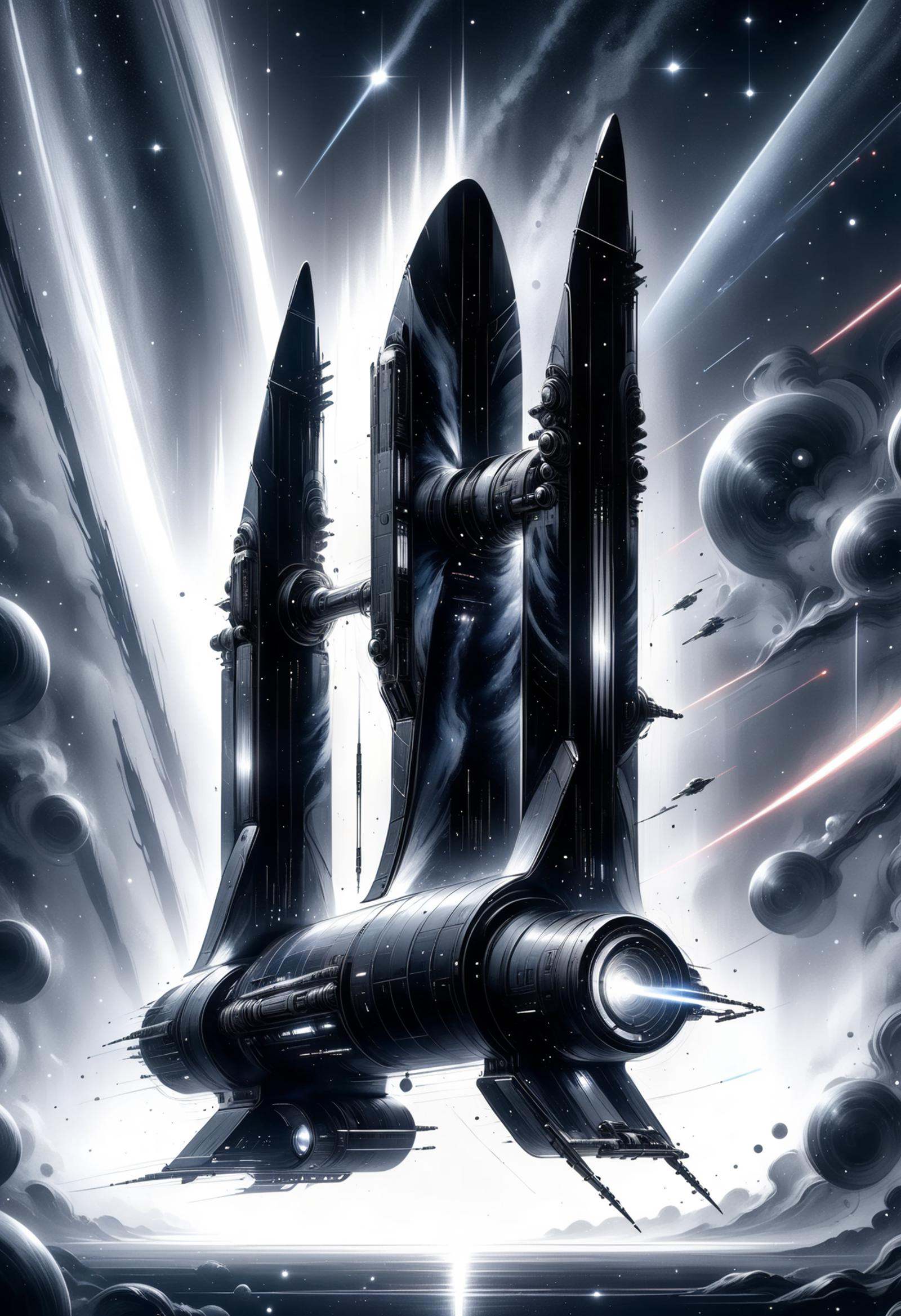 DonMN0c7urn4l1nkXL ink,  scifi large cylindrical starfighter,  warp drives on Tensor.Art