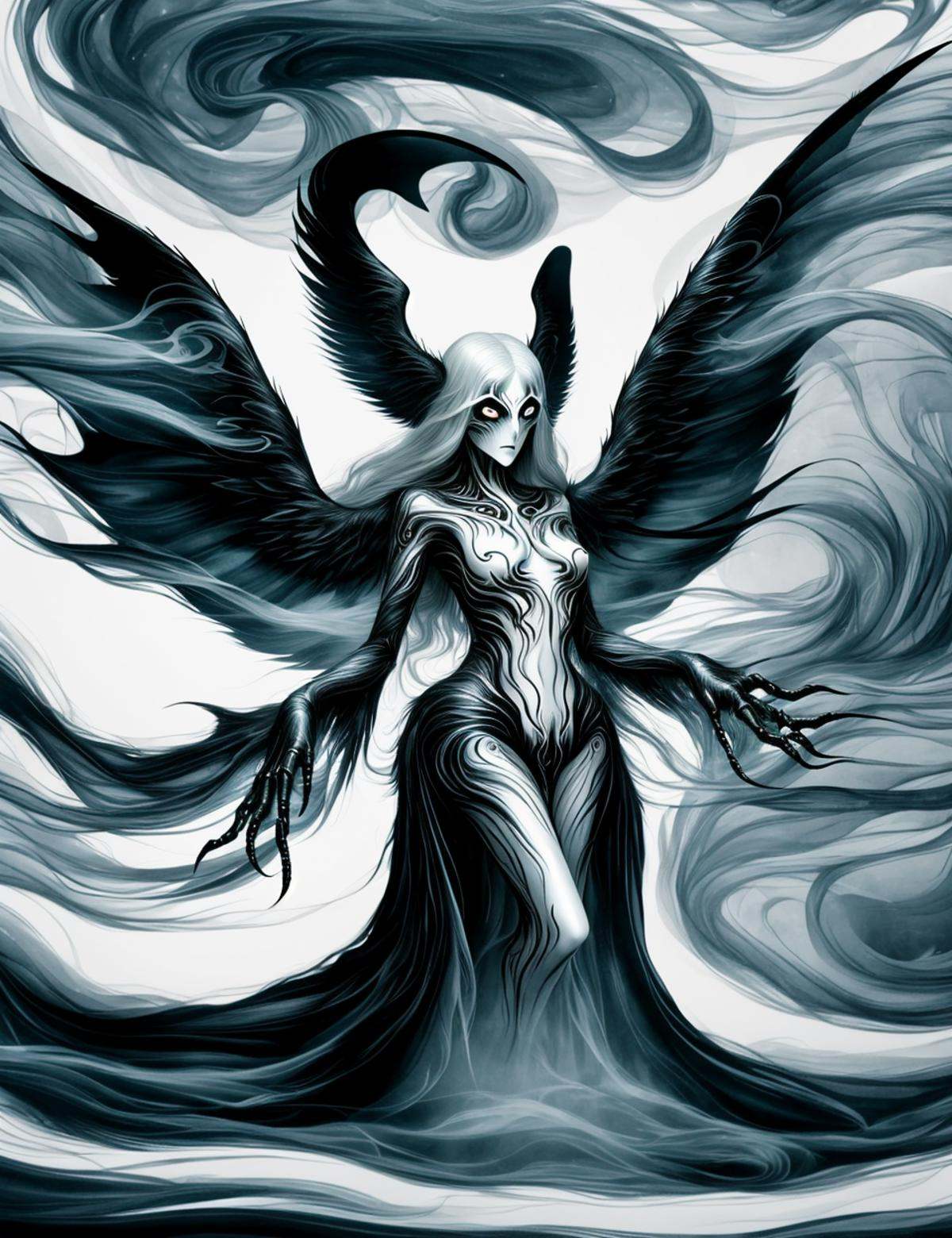 DonMN0c7urn4l1nk ink,  mothman,  transluscent ethereal otherworldly unnatural nebulous incorporeal phantasmal nebulous vap...