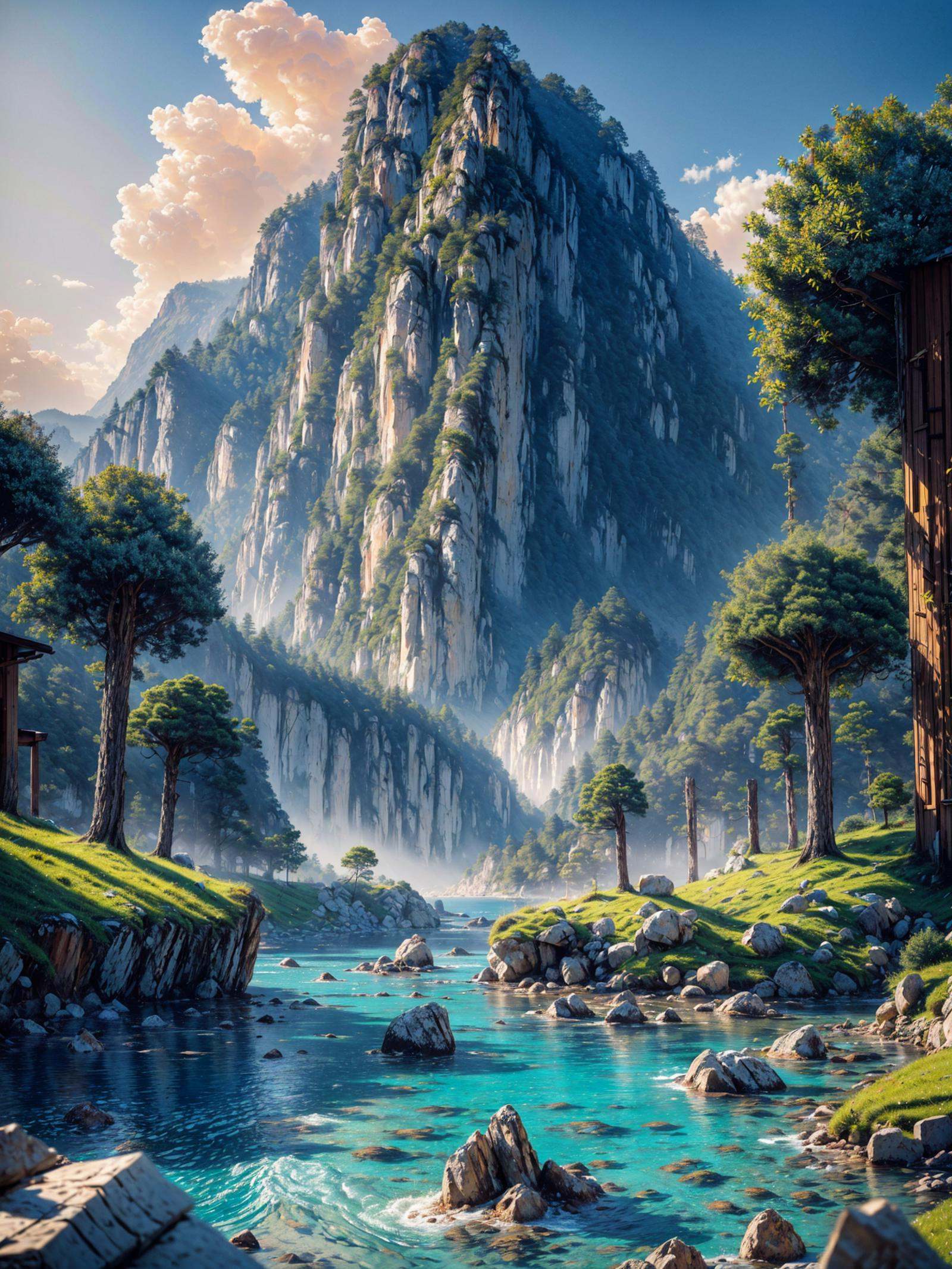 Minecraft style ,  Beautiful outdoor,  outdoors on Tensor.Art