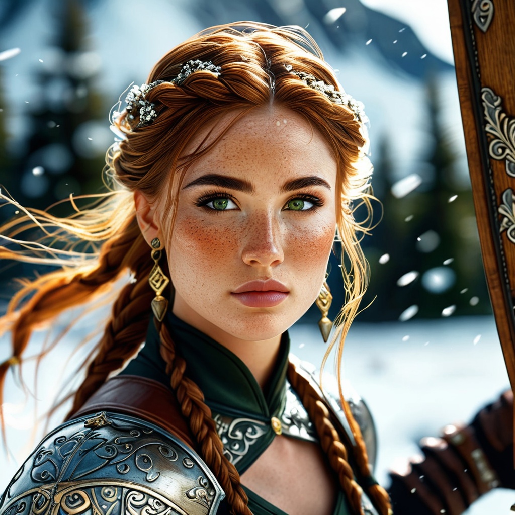 1girl,  a beautiful shieldmaiden from Rohan before Edoras,  (masterpiece on Tensor.Art