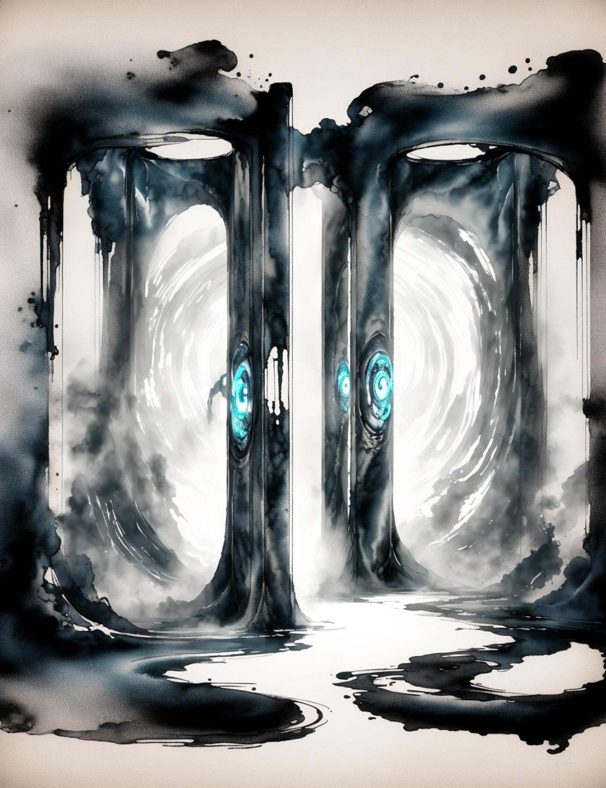 DonMW45h3d0u7 ink,  washed-out,  flowing portal on Tensor.Art