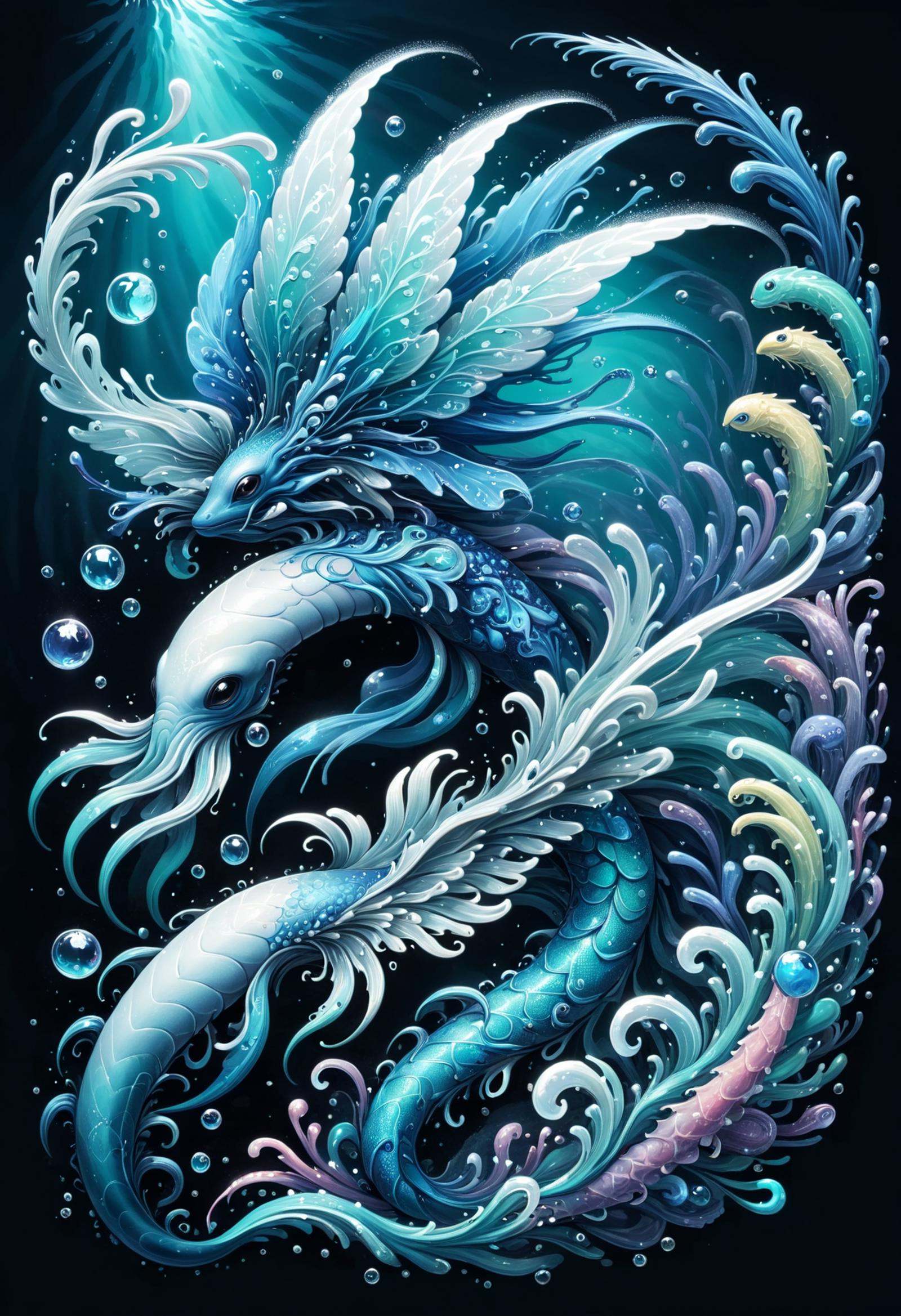 DonMW4t3r3l3XL a anomalous abyssal poison robust Mokele-Mbembe,  tendrils,  four celestial wings on Tensor.Art
