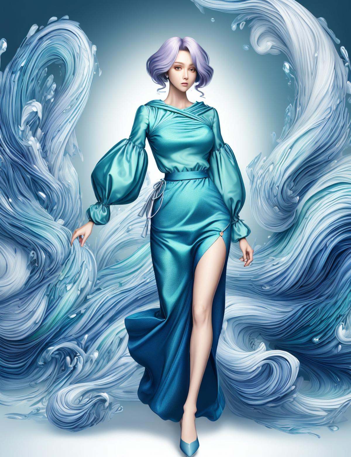DonMW4t3r3l3 loose-fitting full body clothing,  sweetheart neckline,  virtuality fiber on Tensor.Art