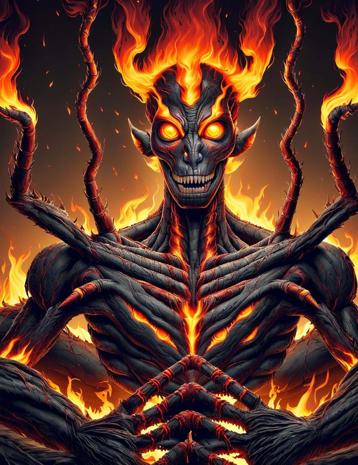 DonMF1r33l3 fire,  airavata,  humanoid monstrous creature on Tensor.Art