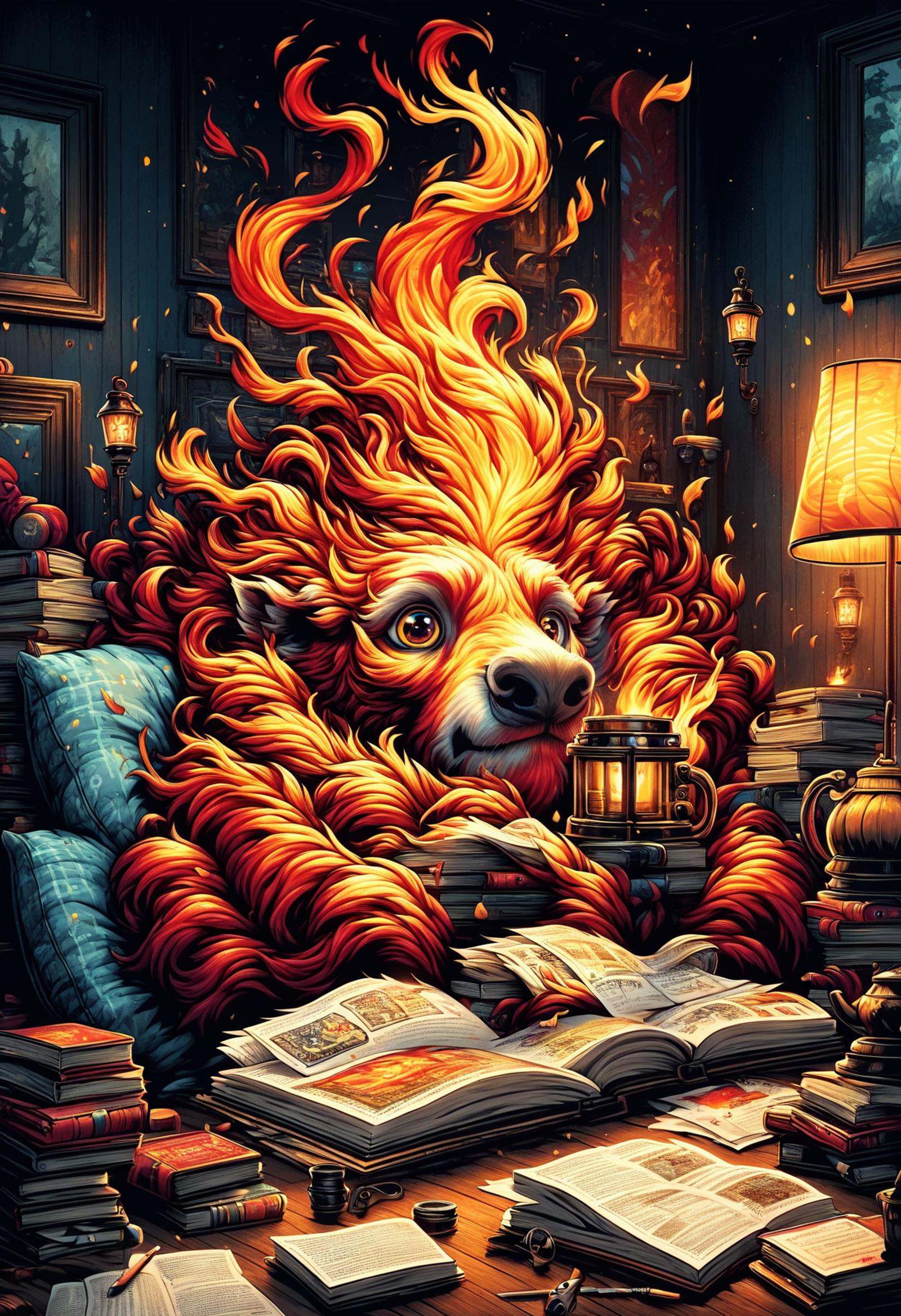 DonMF1r33l3XL gentle flickering lights common rooms,  game tables,  large coffee tables on Tensor.Art