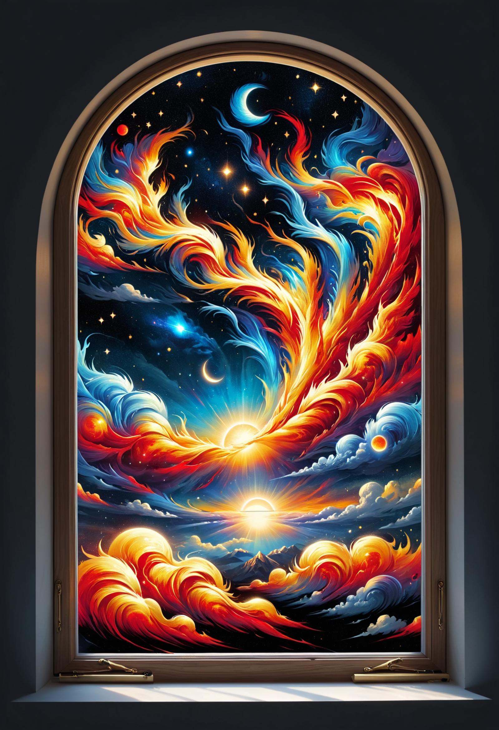 DonMF1r33l3XL celestial landscape sash window on Tensor.Art