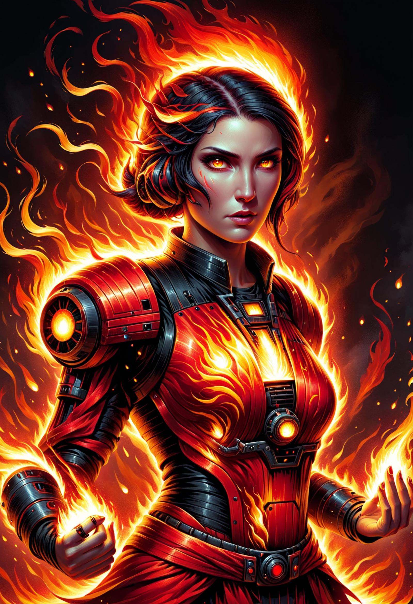 DonMF1r33l3XL fire,  female cortos,  telepathic communicator on Tensor.Art