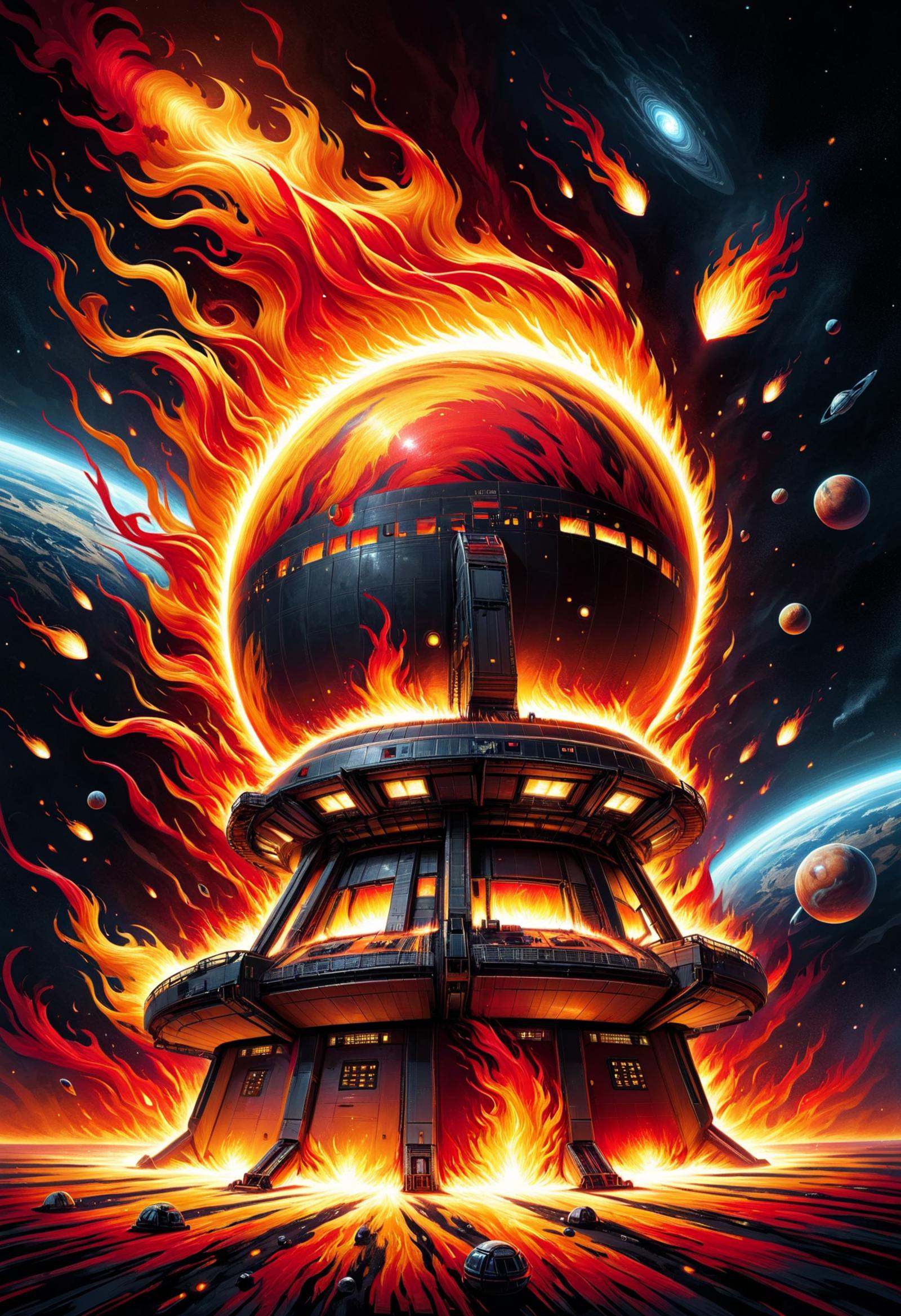 DonMF1r33l3XL fire,  interplanetary command center on Tensor.Art
