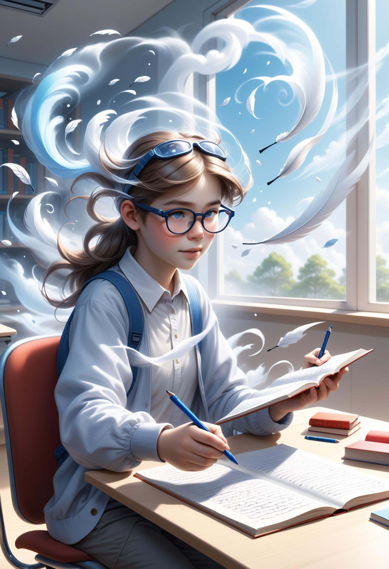 DonM41r3l3XL air,  wind,  murmur of learning study room on Tensor.Art