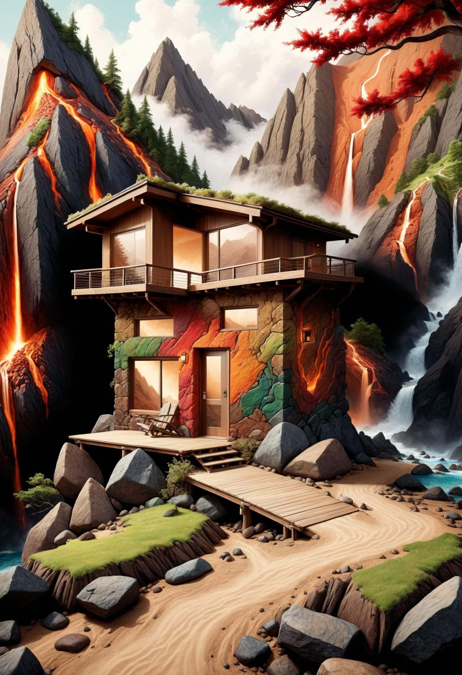 DonM34r7h3l3XL,  hiking trails bungalow on Tensor.Art