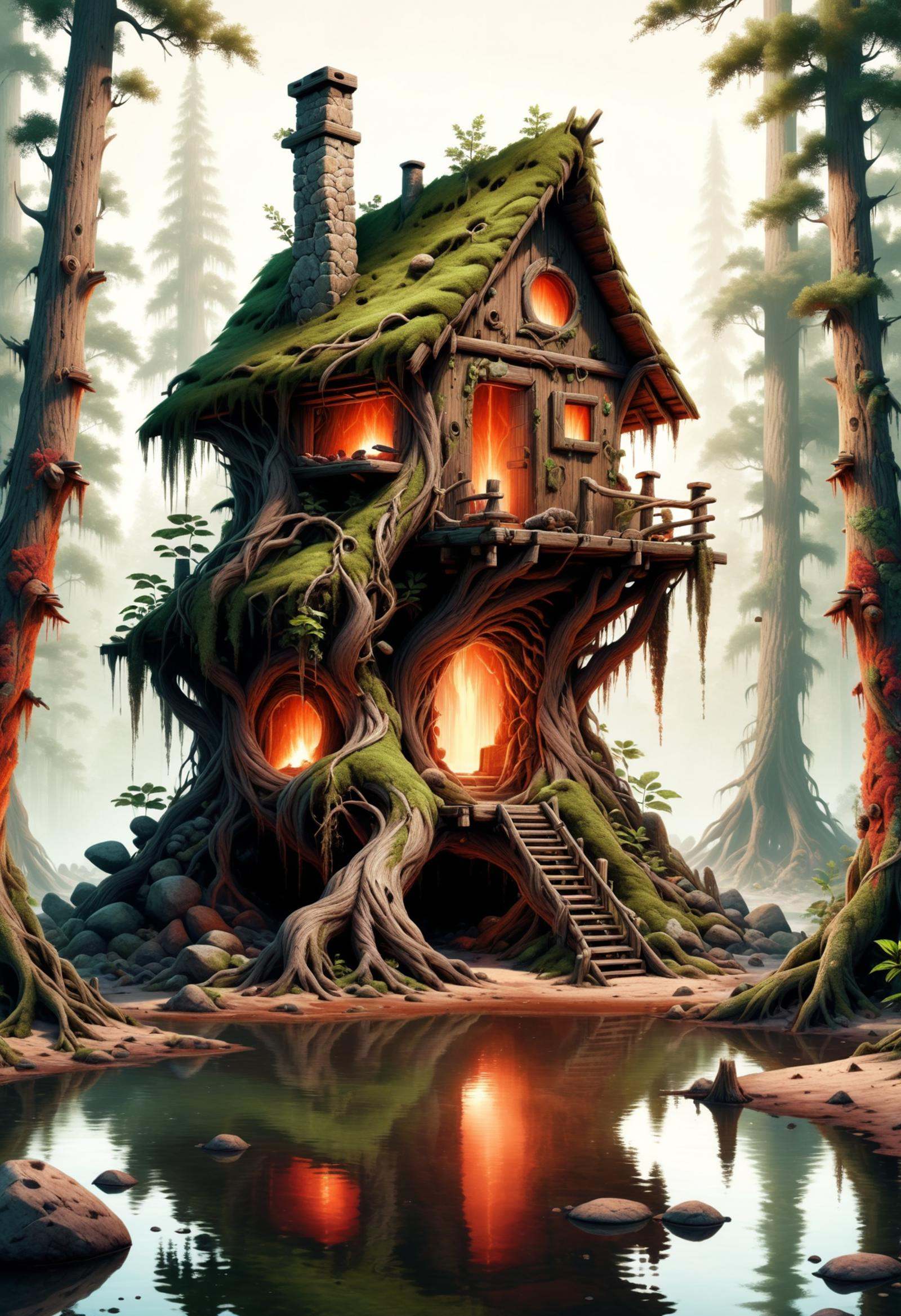 DonM34r7h3l3XL,  forest dwelling place in swamp biome on Tensor.Art