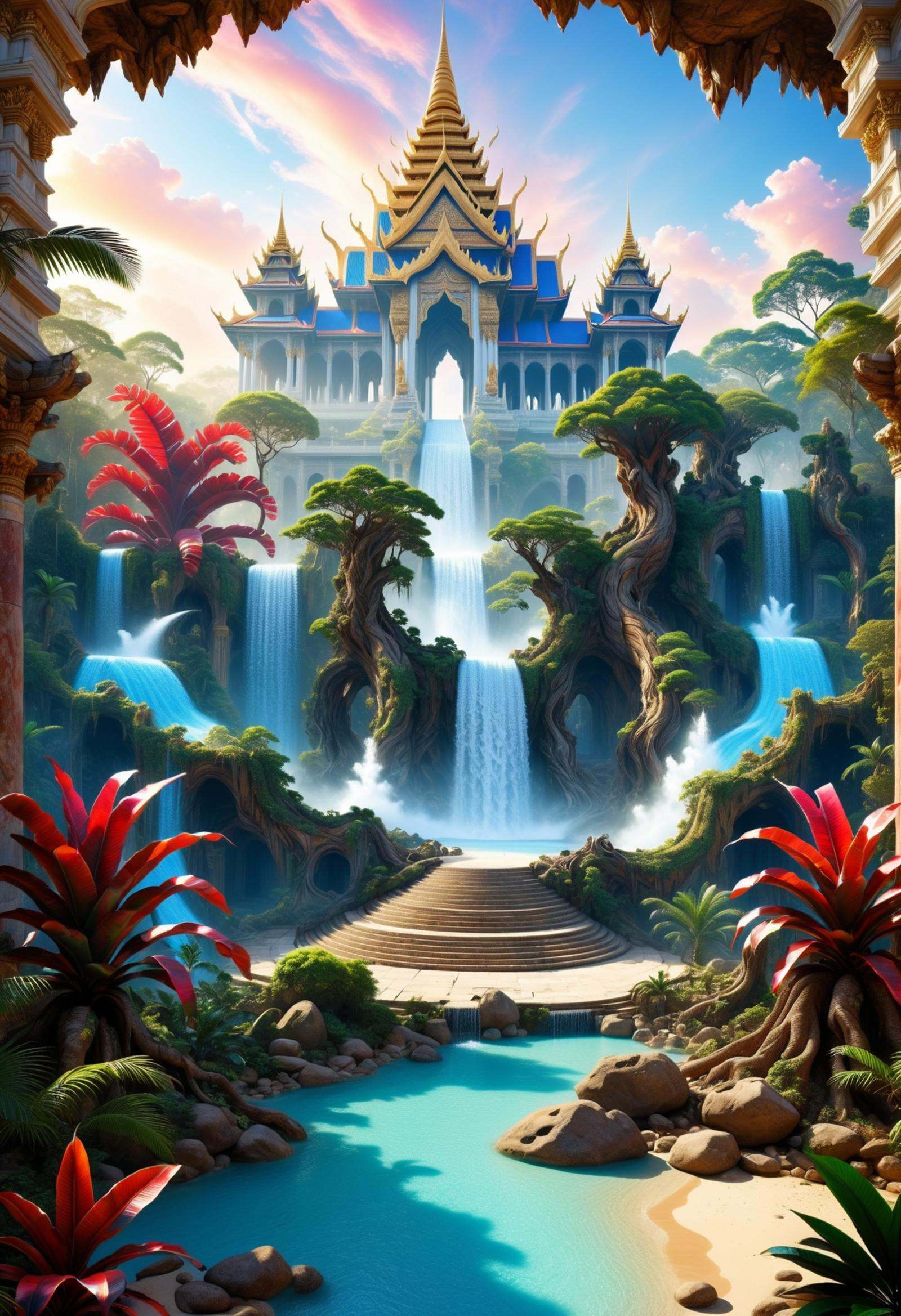 DonMM4573r0f3l3XL,  grand palace in dry tropical forest biome on Tensor.Art