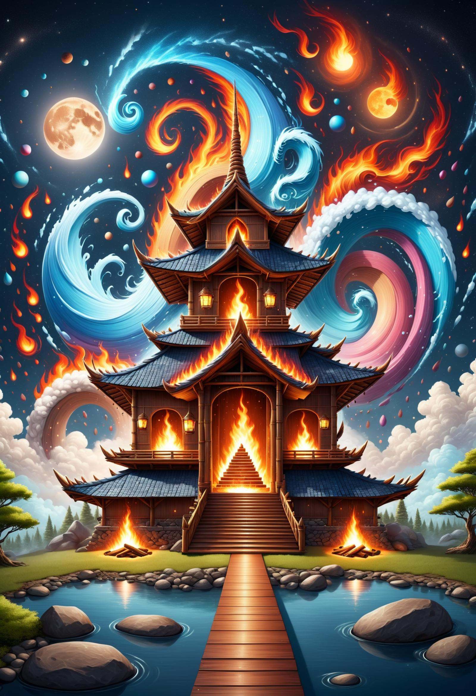 DonMM4573r0f3l3XL,  celestial unicorn palace,  wood shingles or shake roof on Tensor.Art