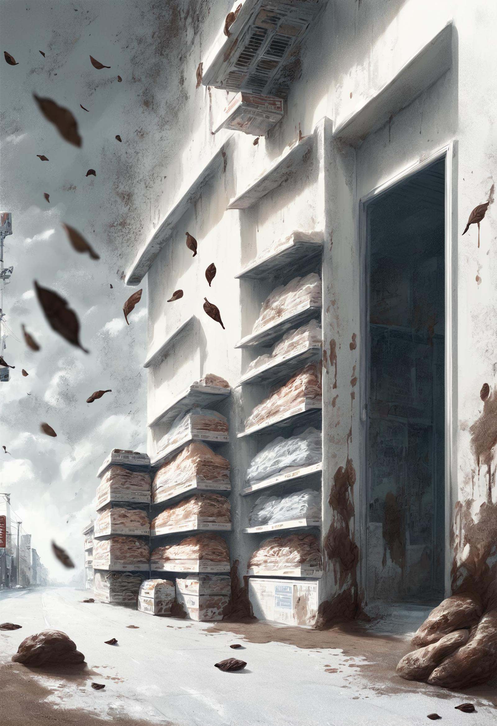 DonM41r3l3XL urban landscape holodeck,  biohazard outbreak,  storefront on Tensor.Art
