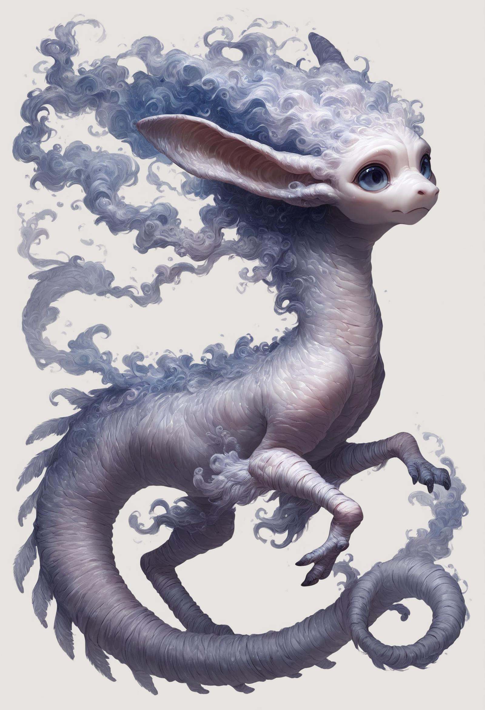 DonM41r3l3XL small enchanted amorphous classic ethereal creature,  padded appendages,  trifurcated-tailed on Tensor.Art