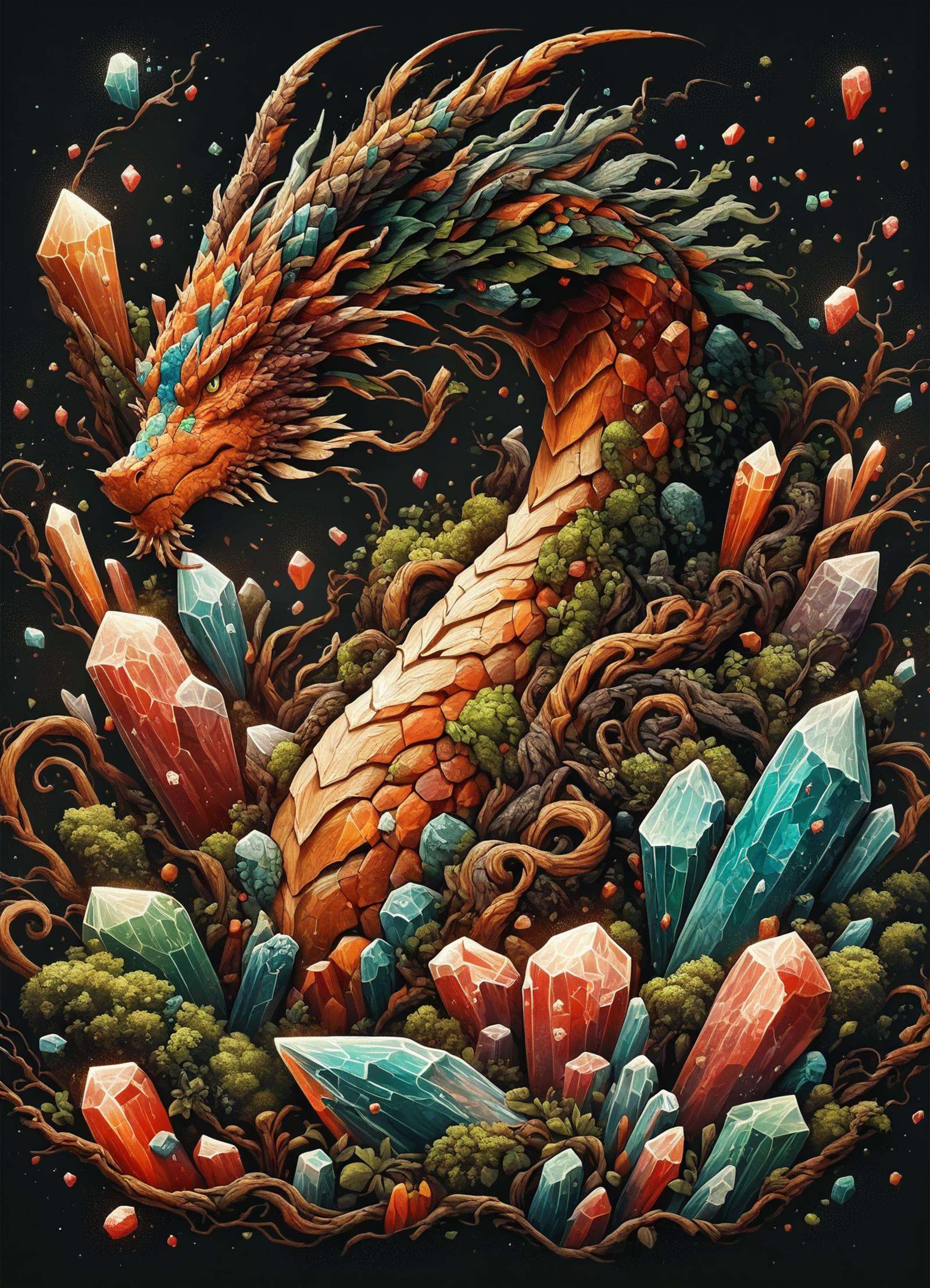 DonM34r7h3l3XL scaled aqueous holy japanese arboreal European Dragon,  crystal ,  score_9 on Tensor.Art