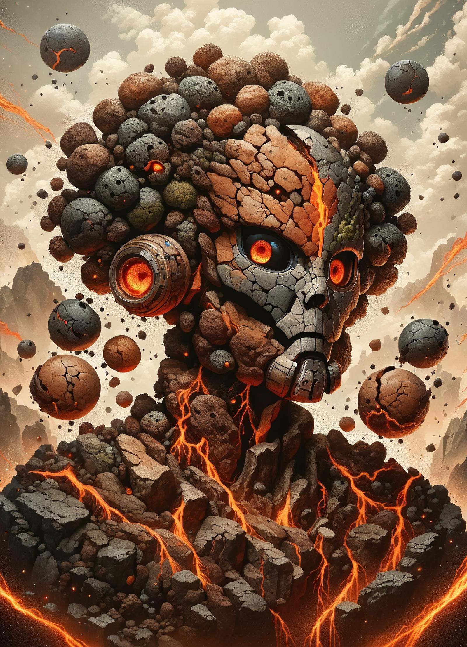 DonM34r7h3l3XL female clockwork droid,  ,  elemental stone mace on Tensor.Art