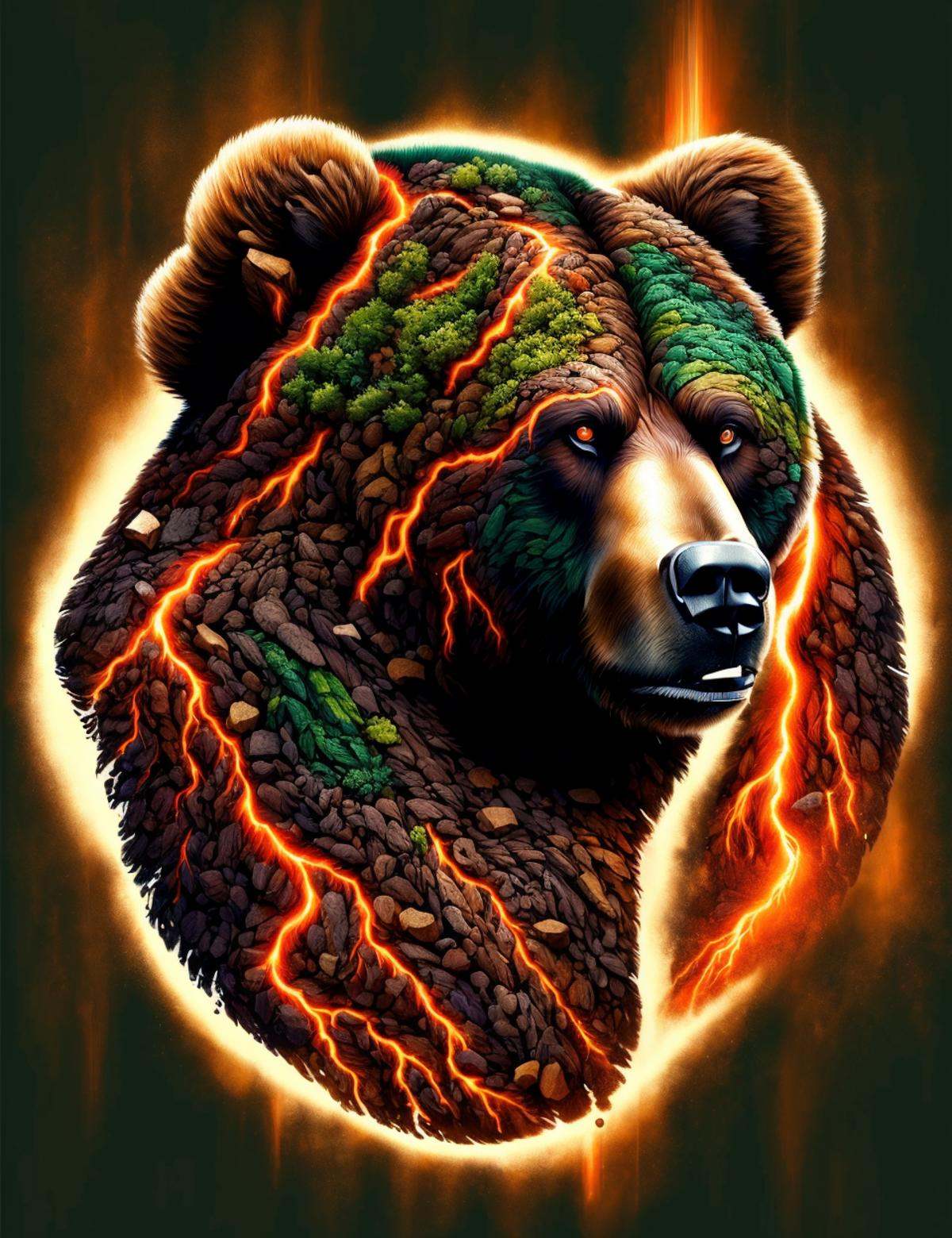 DonM34r7h3l3,  fusion of grizzly bear,  hantu belulang on Tensor.Art