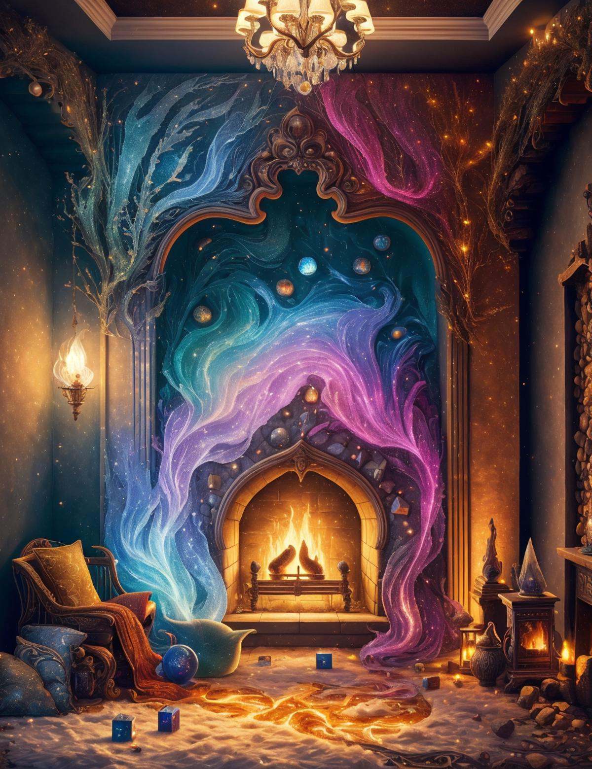 DonMM4573r0f3l3,  magic academy,  gentle flickering lights common rooms on Tensor.Art