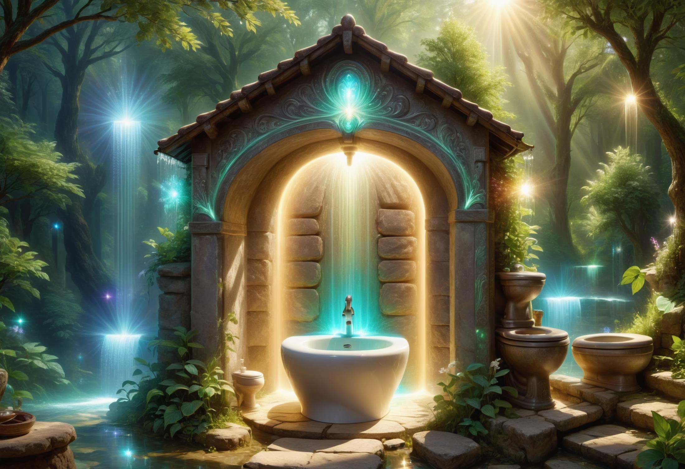 donm1nn3rb34u7yxl soft glow of light toilet,  washing fountains,  self-drying towels by DonMischo on Tensor.Art
