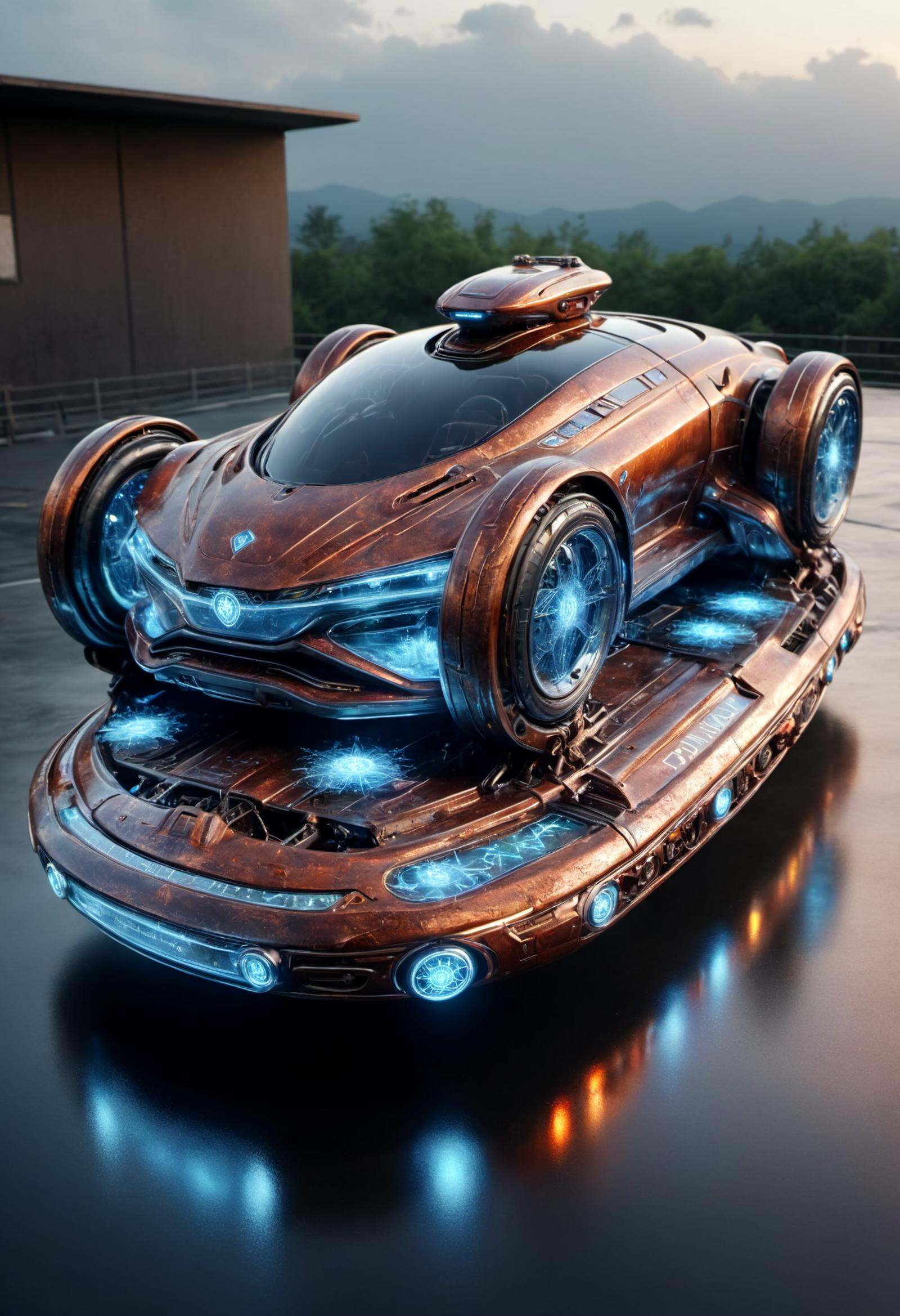 DonMT3chC057ruc7sXL hovercar,  roof rack,  emergency warning lights by DonMischo on Tensor.Art