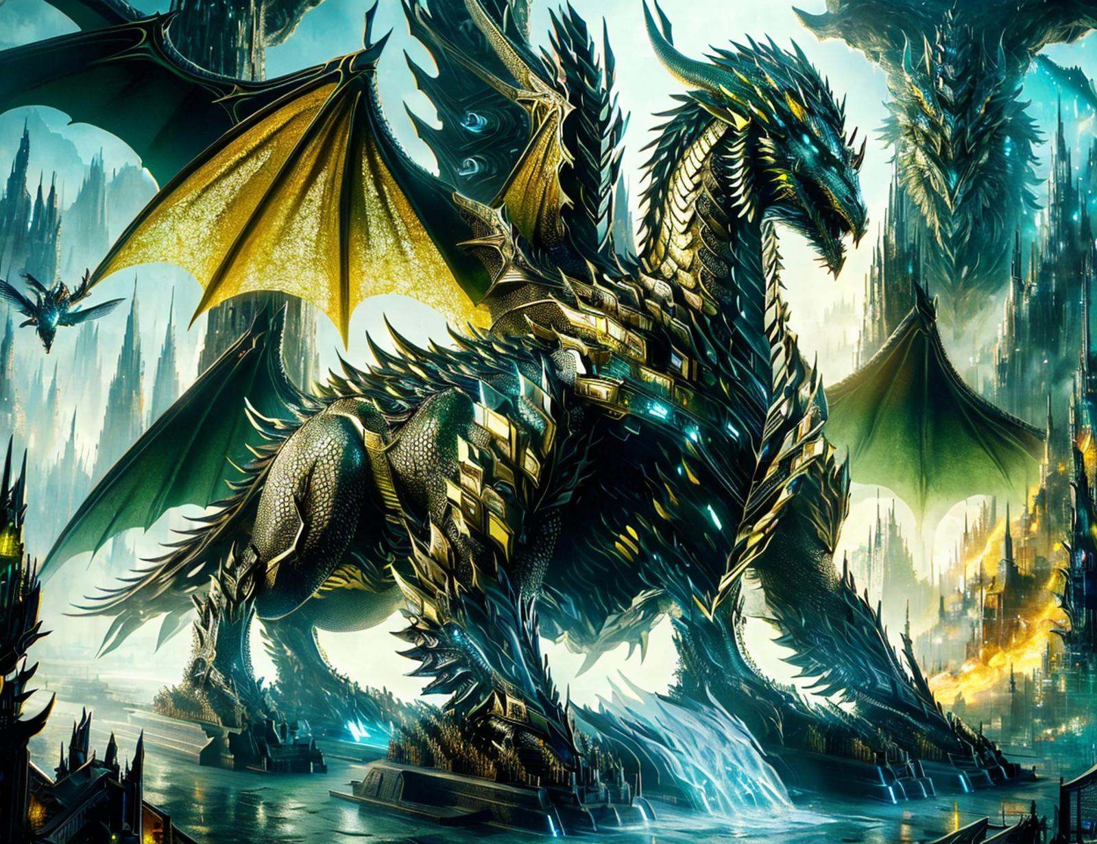 masterpiece illustration,  detailed,  DonMU17r4G34r hive-like ground holy asian elemental dragon on Tensor.Art