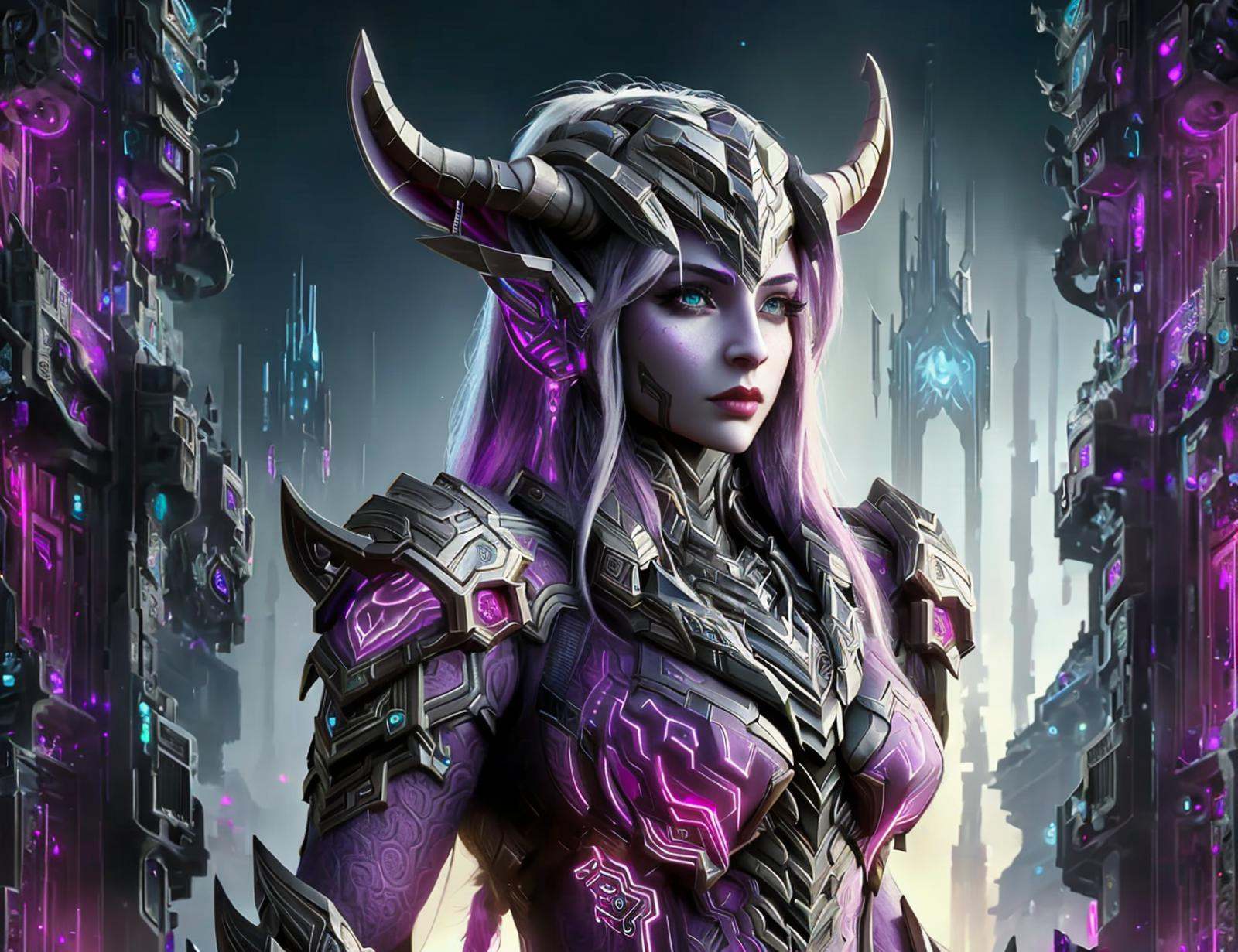 masterpiece illustration,  detailed,  DonMU17r4G34r female draenei on Tensor.Art