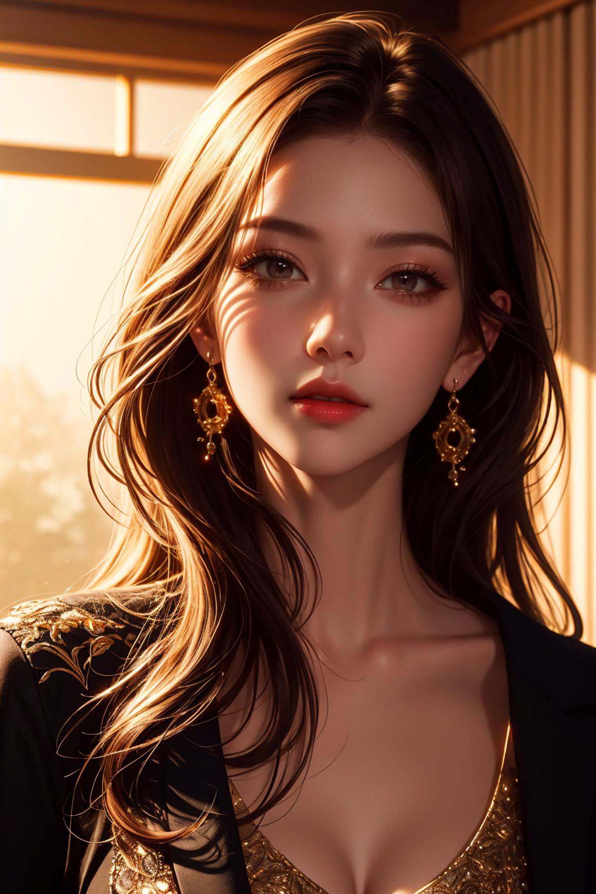 1girl,  realistic,  earrings on Tensor.Art