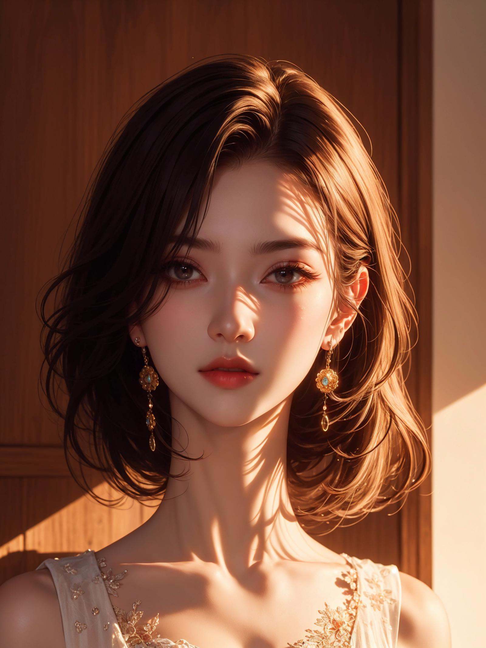 1girl,  realistic,  earrings on Tensor.Art