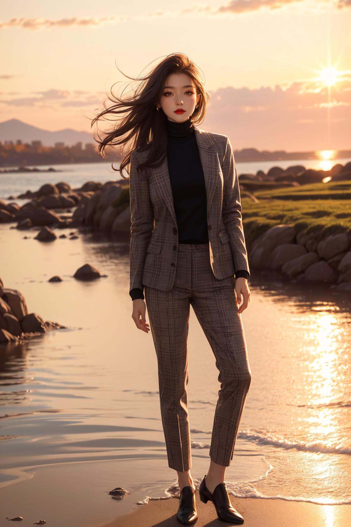 red lips,  sunset,  full_body on Tensor.Art