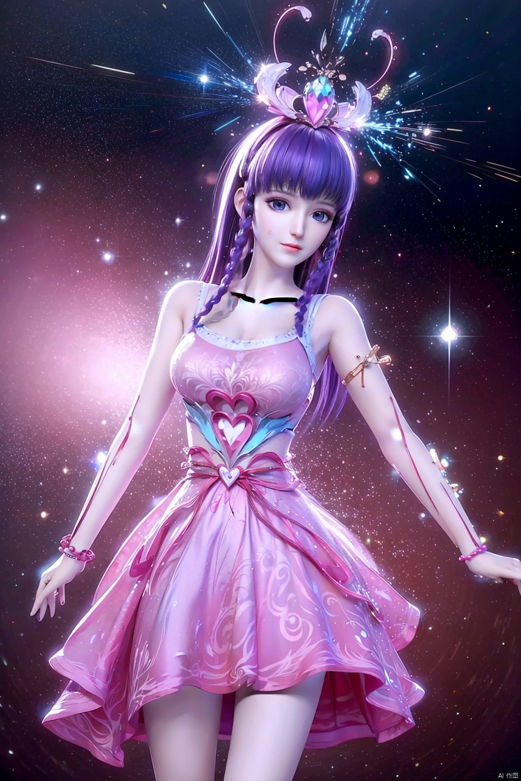 (8k, RAW photo, best quality, masterpiece:1.2),(super realistic, photo-realistic:1.3),ultra-detailed,extremely detailed cg 8k wallpaper,hatching (texture),skin gloss,light persona,(crystalstexture skin:1.2),(extremely delicate and beautiful),ultra-high resolution,surrealism,fantastical verisimilitude,fantastical creation,thriller color scheme,surrealism,abstract,psychedelic,1girl,solo,pink dress,sparkle,shine,reflection,yll-hd,ll-hd,,,ty-hd,,