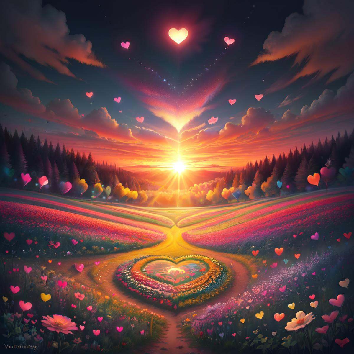 ValentineNatureStyle,  flower,  heart on Tensor.Art