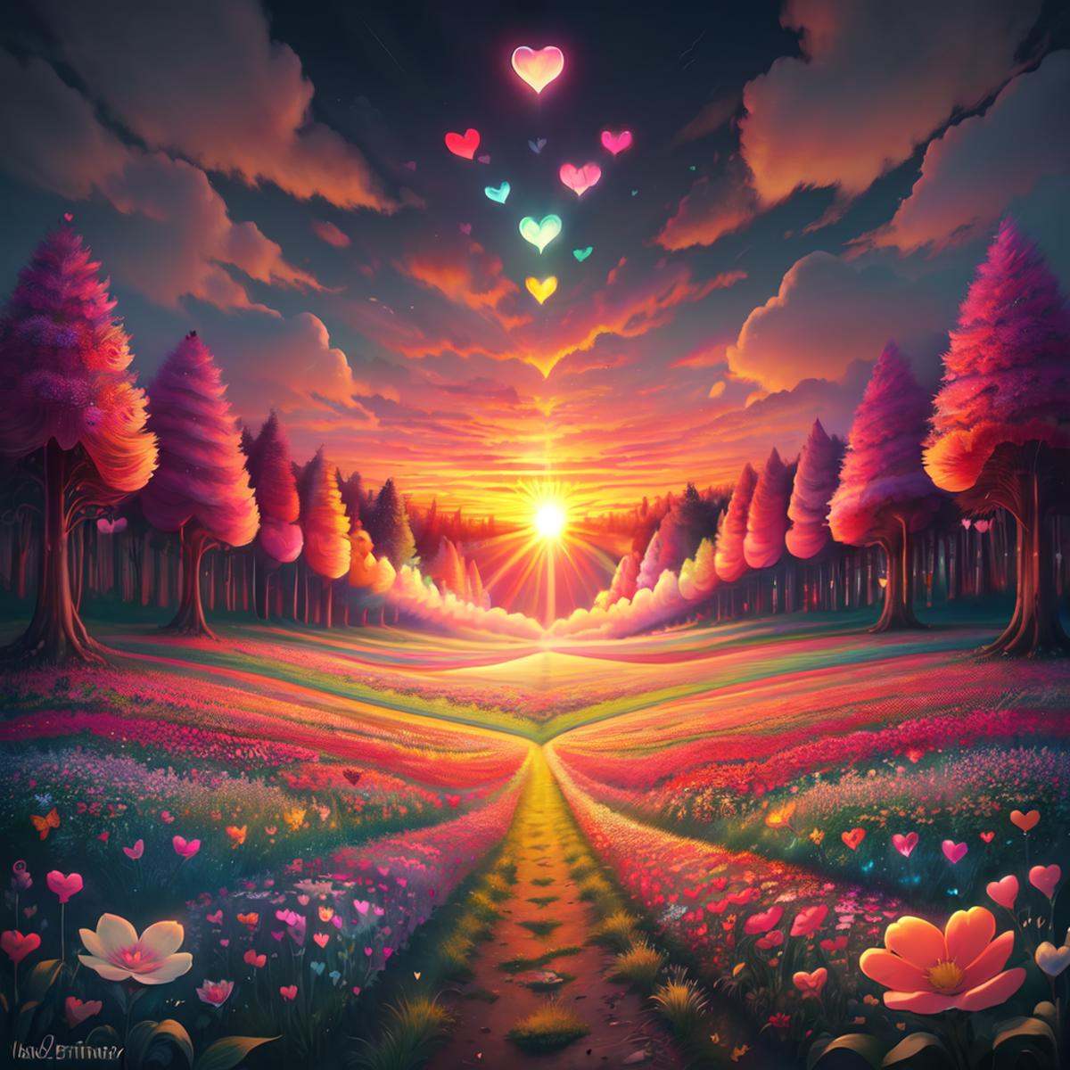 ValentineNatureStyle,  flower,  heart on Tensor.Art