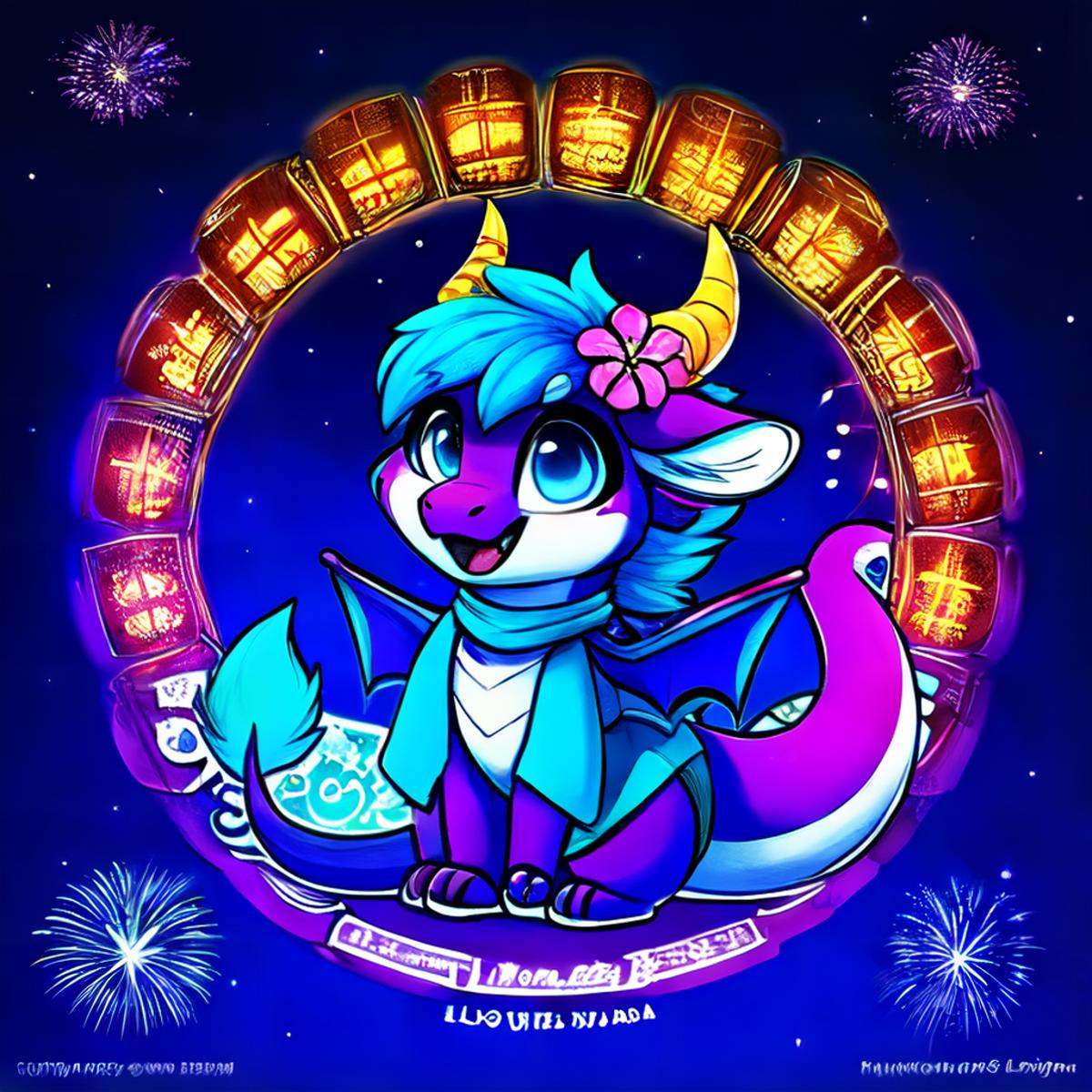 LunarChibiDragon,  solo,  smile on Tensor.Art