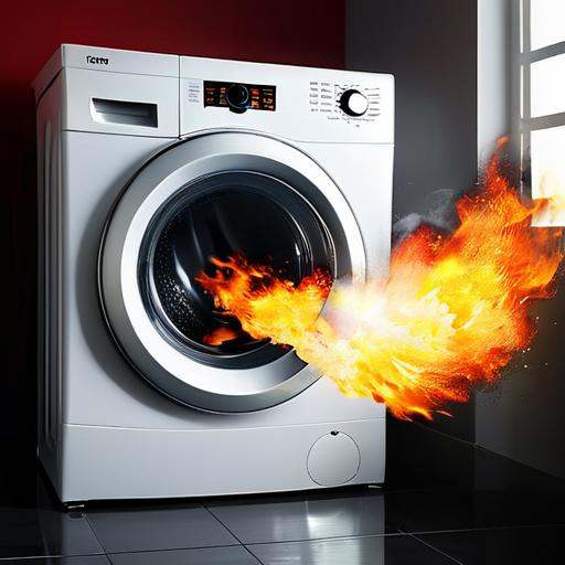 washing machine,  breathing fire,  indoors on Tensor.Art