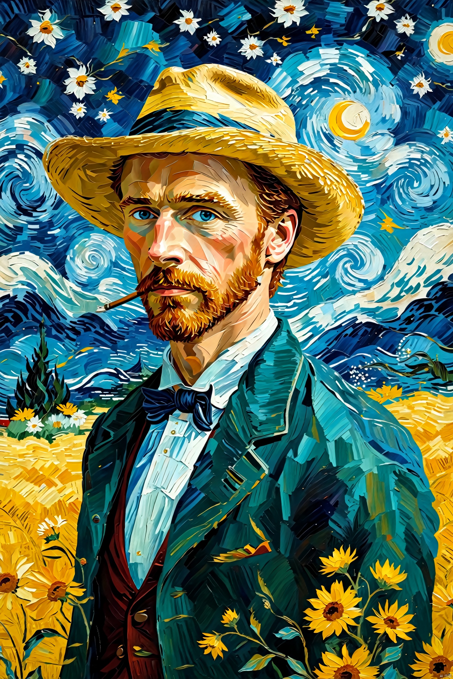 Your favorite movie poster reimagined in the style of a classic Van Gogh painting,Oil Painting