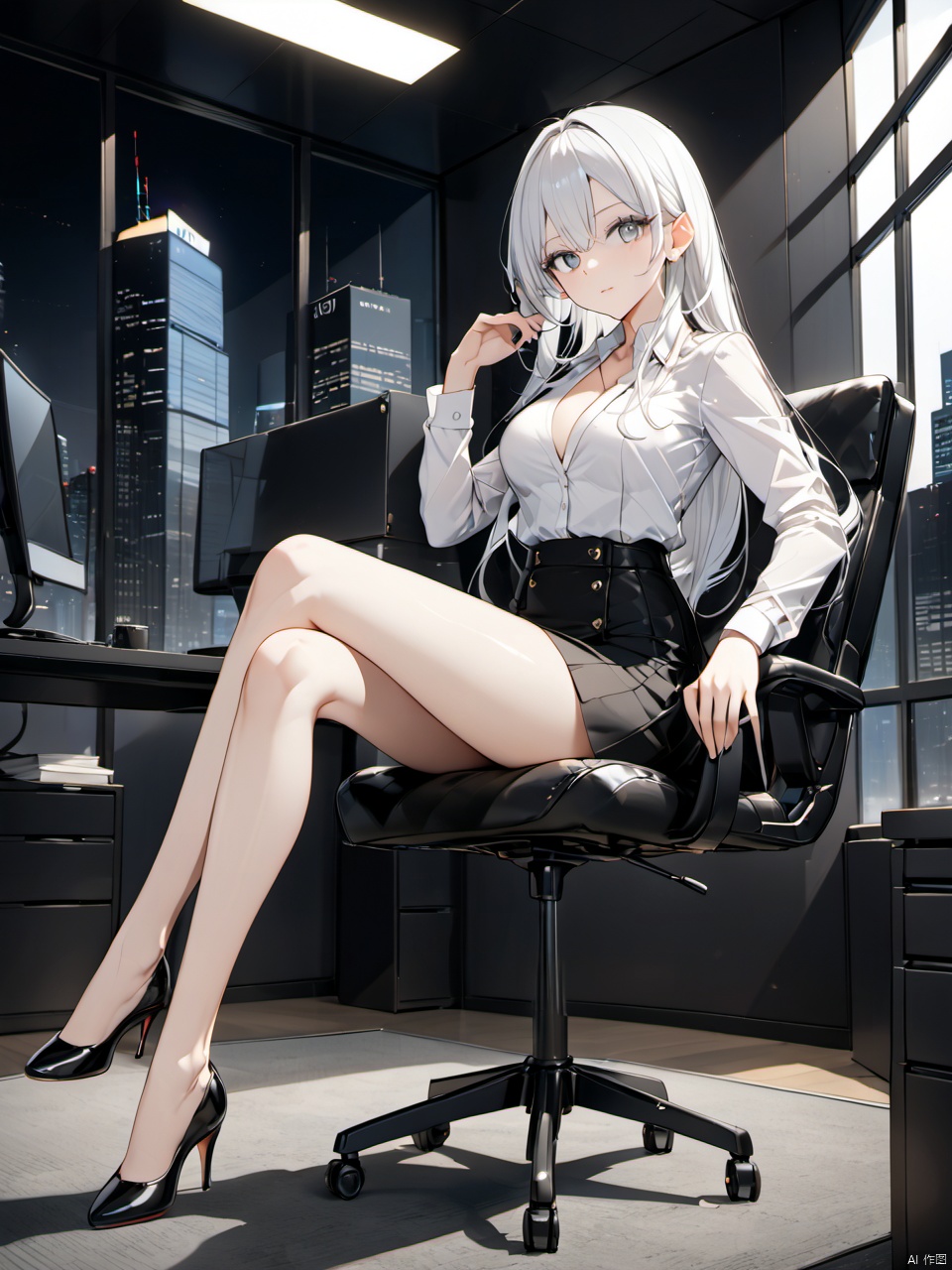 Woman wearing business outfit,  formal blazer,  white blouse on Tensor.Art