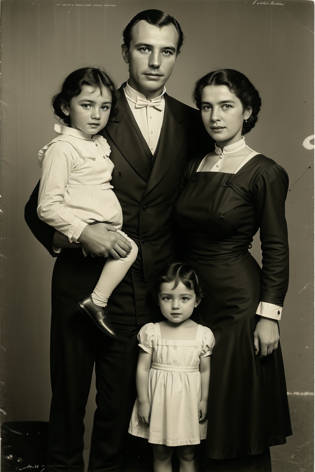 Family photo,  Consisting of father,  mother and two children on Tensor.Art