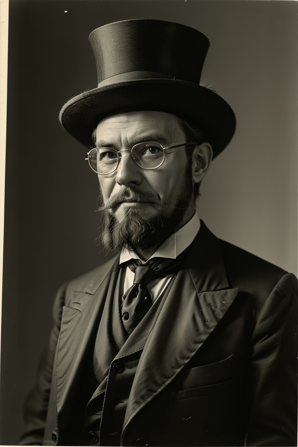 old man wearing a suit Wearing a top hat,  white beard,  Using one pair of glasses on Tensor.Art