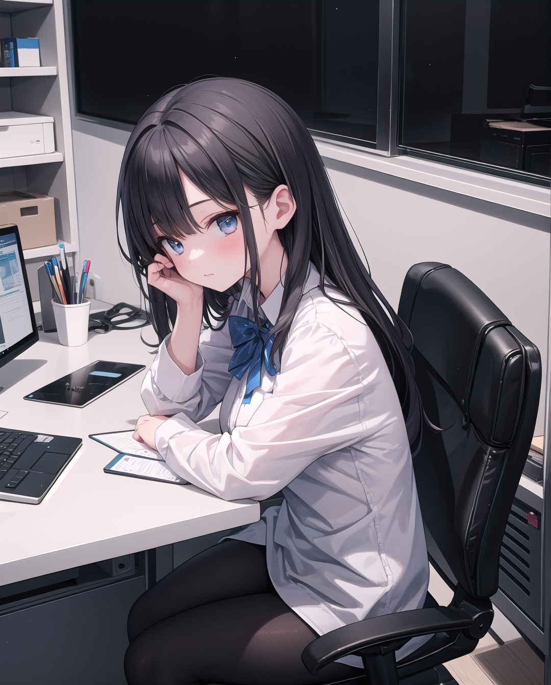 (masterpiece),  1girl,  office on Tensor.Art