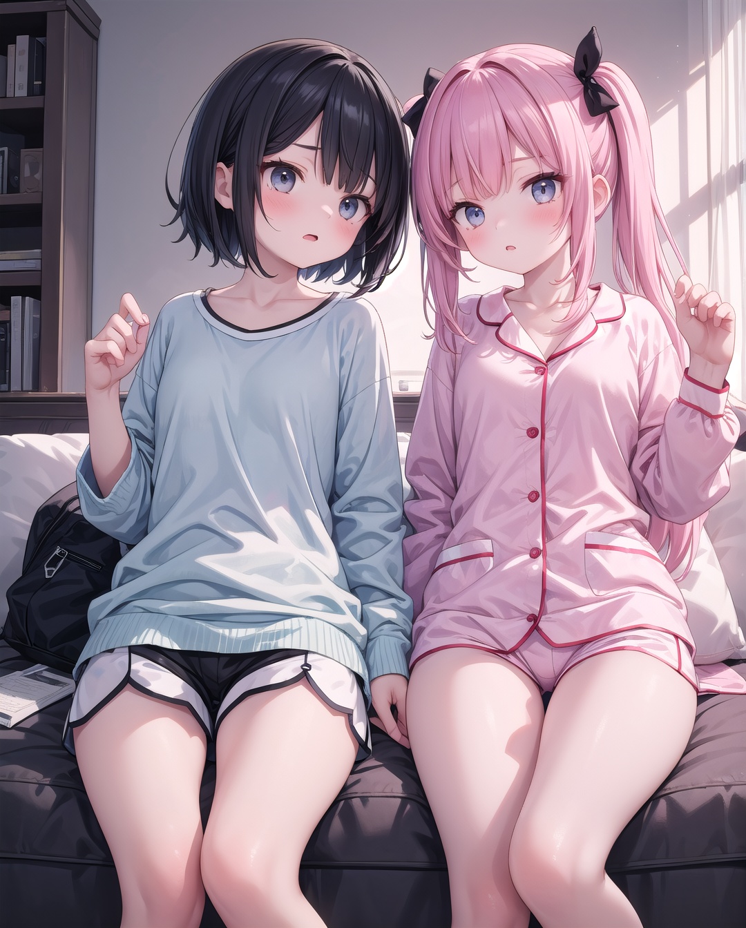 (masterpiece),  2girls,  pajama on Tensor.Art