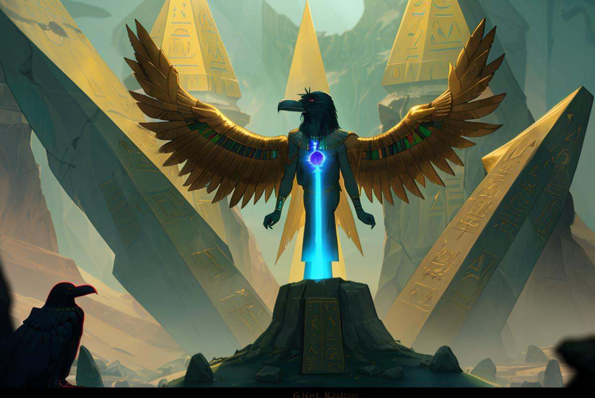 glowing engraved obelisk,  gold,  teal on Tensor.Art