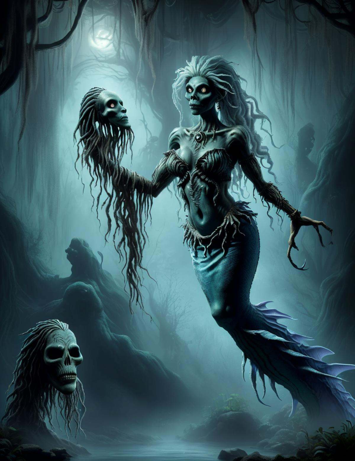 DonMV00d00 voodoo,  mermaid,  upper body of a human and the lower body of a fish on Tensor.Art