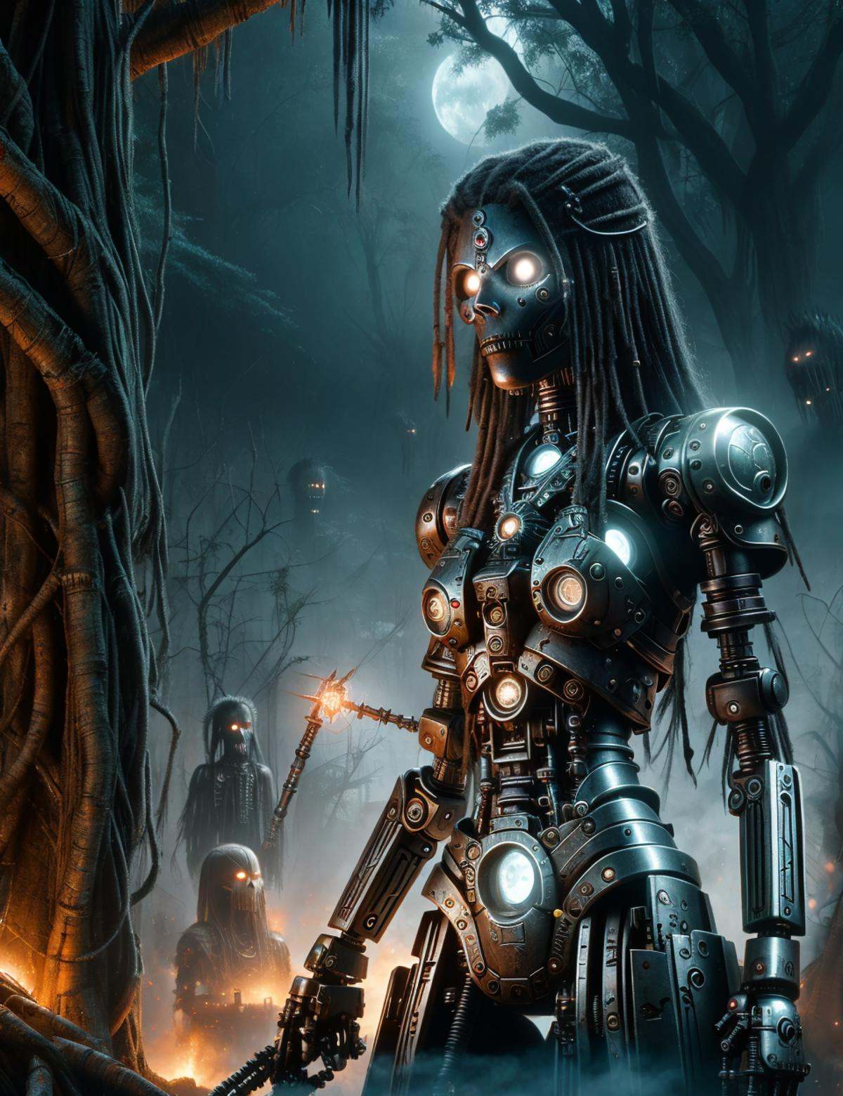 DonMV00d00 voodoo,  female steel meldspar,  cybernetic vigilante on Tensor.Art