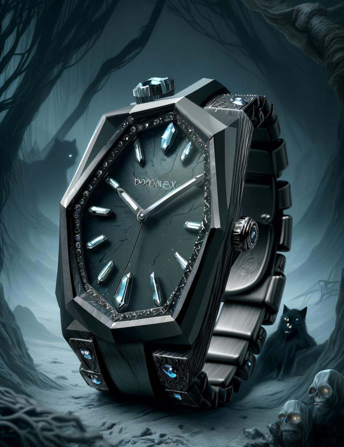 DonMV00d00 watch,  gorgeous included (i3) onyx,  brilliant cut on Tensor.Art